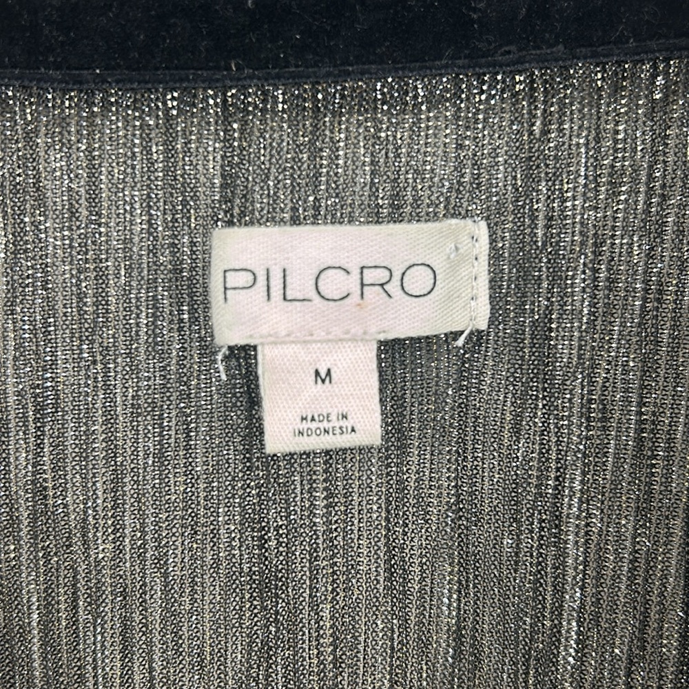 ANTHROPOLOGIE PILCRO metallic button down long sleeve shirt medium blouse - Picture 5 of 13